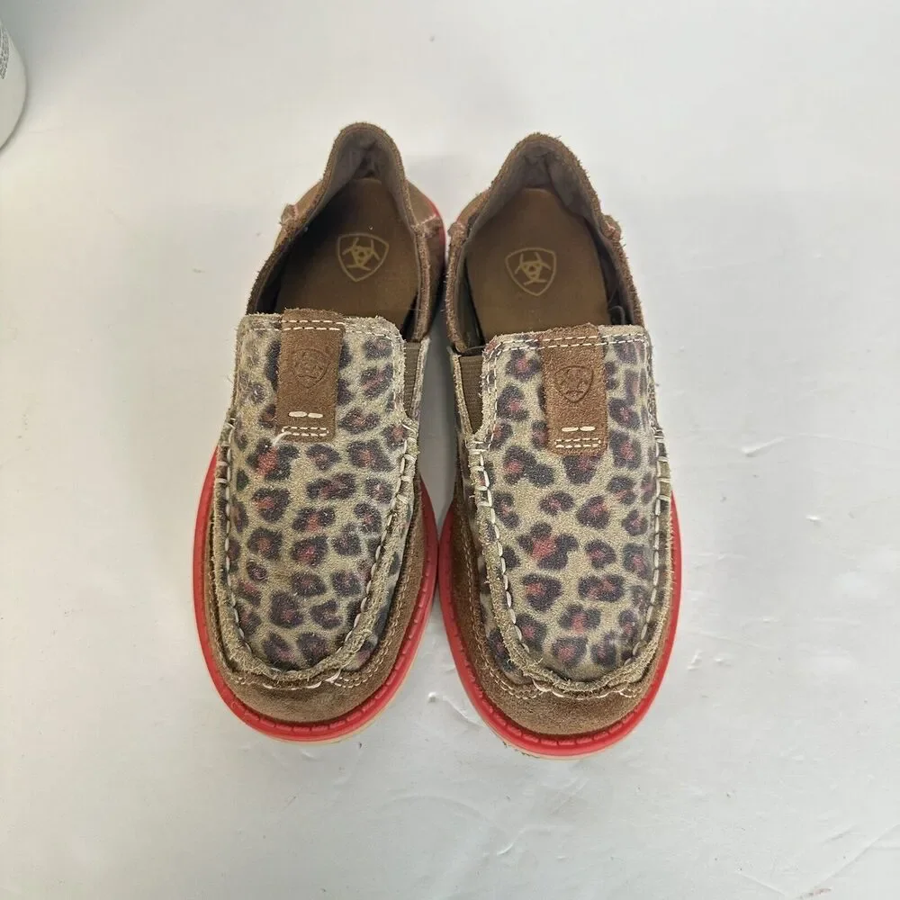 Girls‎ Kids Ariat Cruiser Pull On Brown Suede Leopard Aztec Shoes Size US 12.5